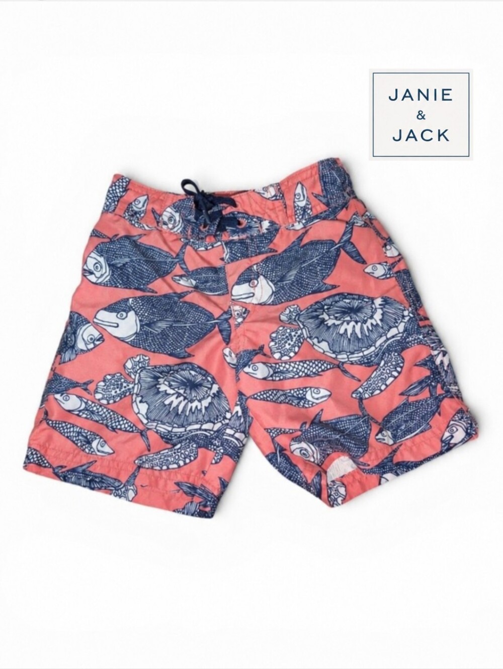 Janie & Jack Coral Fish Print Swim Trunks Boys 2T Nautical Sea Life Swim Shorts